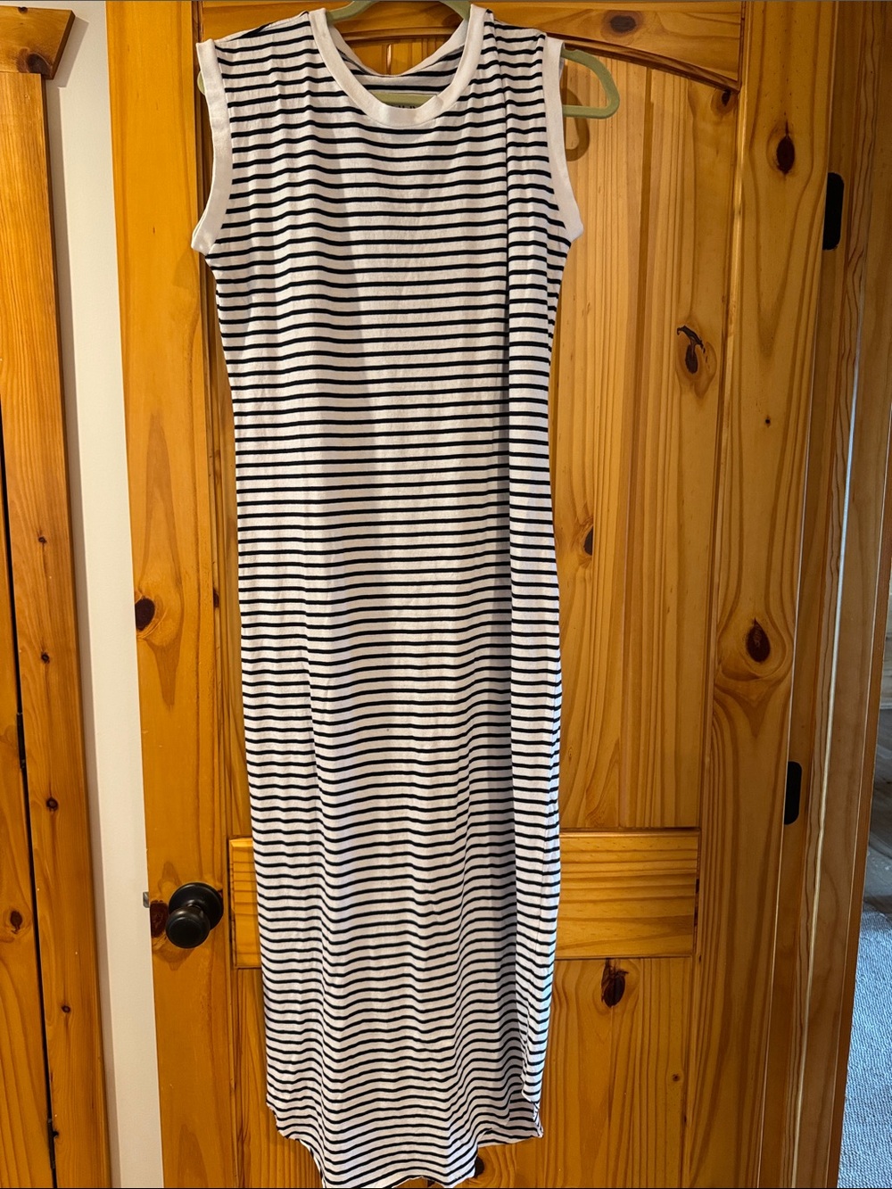 Frank & Eileen Navy and White Striped Sleeveless Maxi Dress